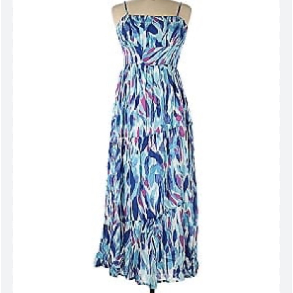 Sincerely Jules Flowy Abstract‎ Print Maxi Dress Spaghetti Strap Size medium
